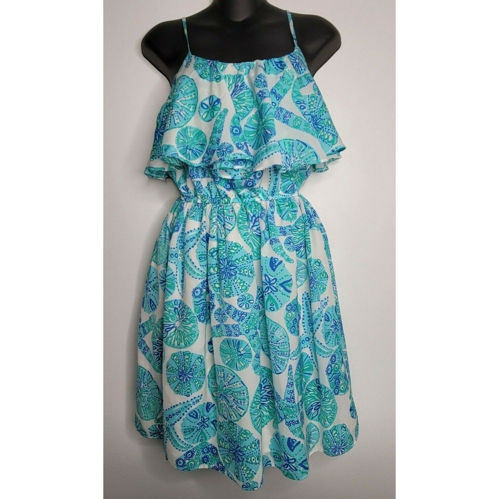 Lilly Pulitzer For Target Dress XS Knee Length Sand Dollar Star Fish Ruffle